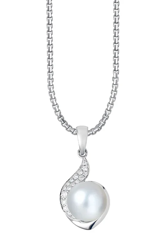 TOMEI Pearl Pendant Set, White Gold 585