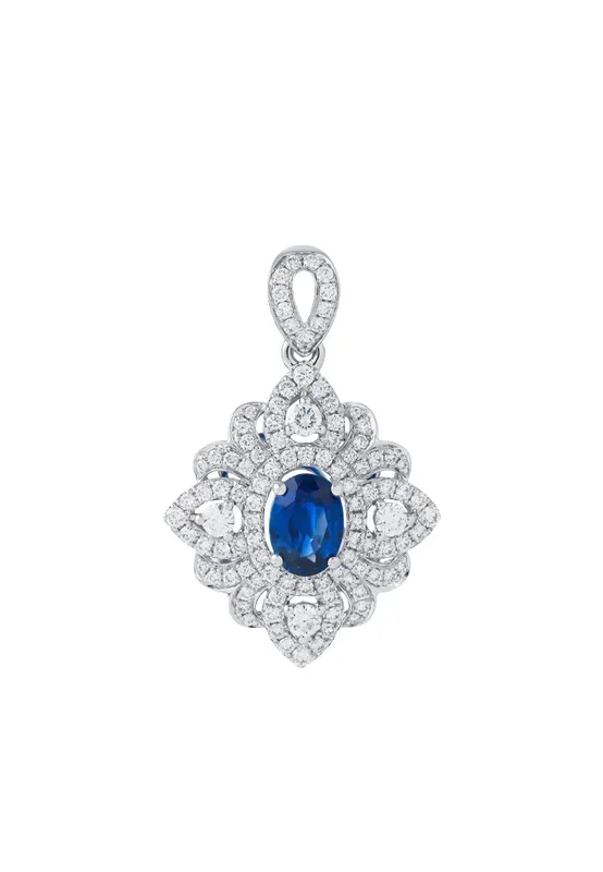 TOMEI Sapphire Pendant, White Gold 750