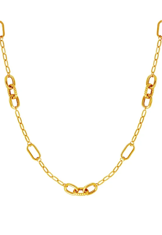 TOMEI Sculpted Trio Link Necklace, Yellow Gold 916