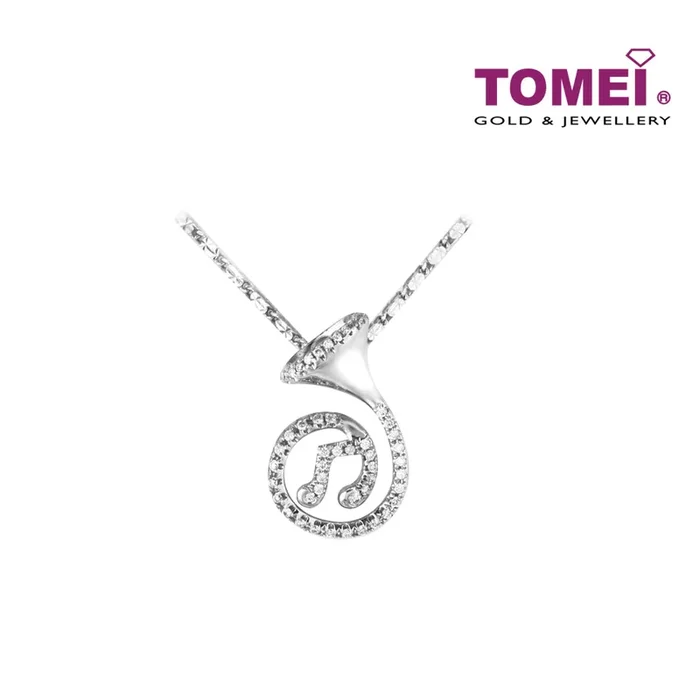 TOMEI Sing Out Loud Diamond Pendant Set, White Gold 375