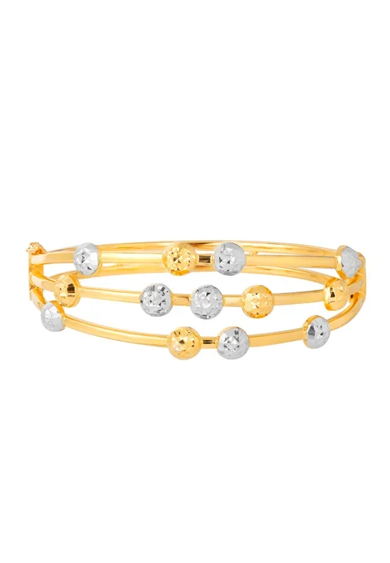 TOMEI Three Rows Laser Balls Bangle, Yellow Gold 916