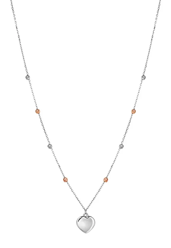 TOMEI Tri-Tone Beads Necklace, White+Rose+Yellow Gold 585