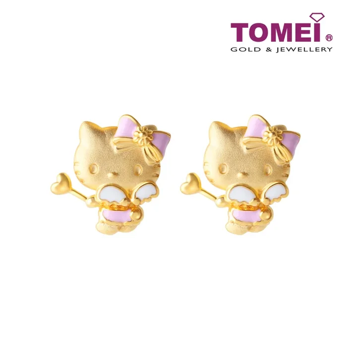 TOMEI X Hello Kitty Fairy Stick Earrings, Yellow Gold 916