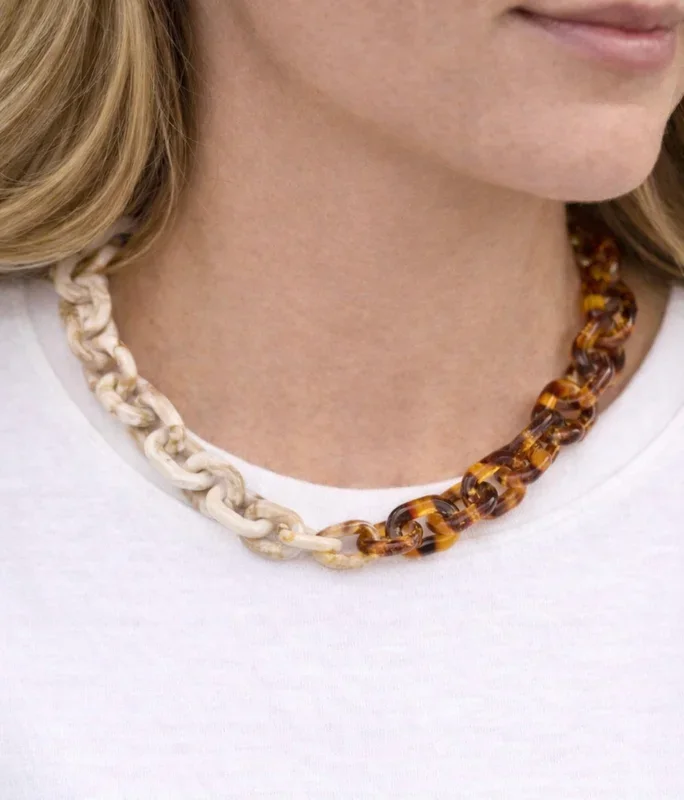 Tortoise and Ivory Resin Necklace