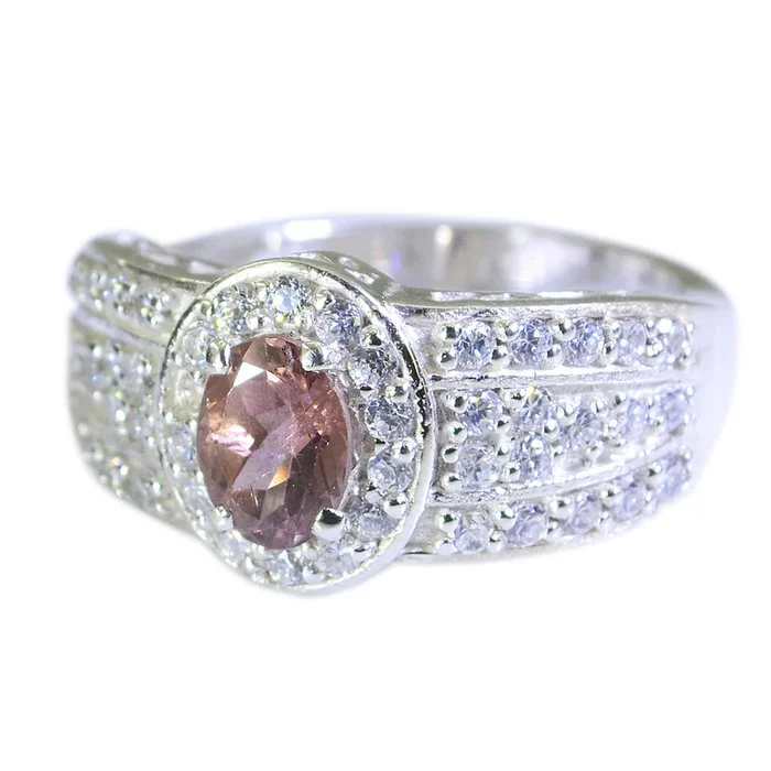 Tourmaline Halo Moroccan 925 Silver multicolor Gemstone Eye-catching Contemporary Ring Jewelry