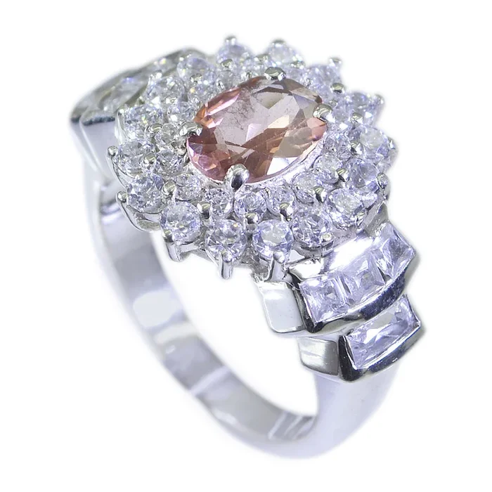 Tourmaline Halo Moroccan 925 Sterling Silver multicolor Gemstones Mid-weight Trendy Ring Jewelry