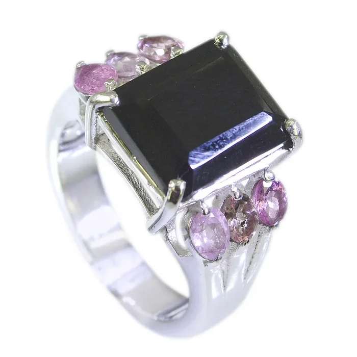 Tourmaline Hepta Indian 925 Sterling Silver multicolor Gemstones Essential Modern Ring Jewelry