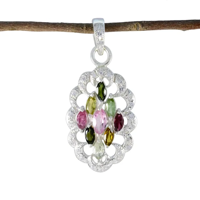 Tourmaline Tiny African Silver multiple Nella Glamorous multicolor Pendant Jewelry