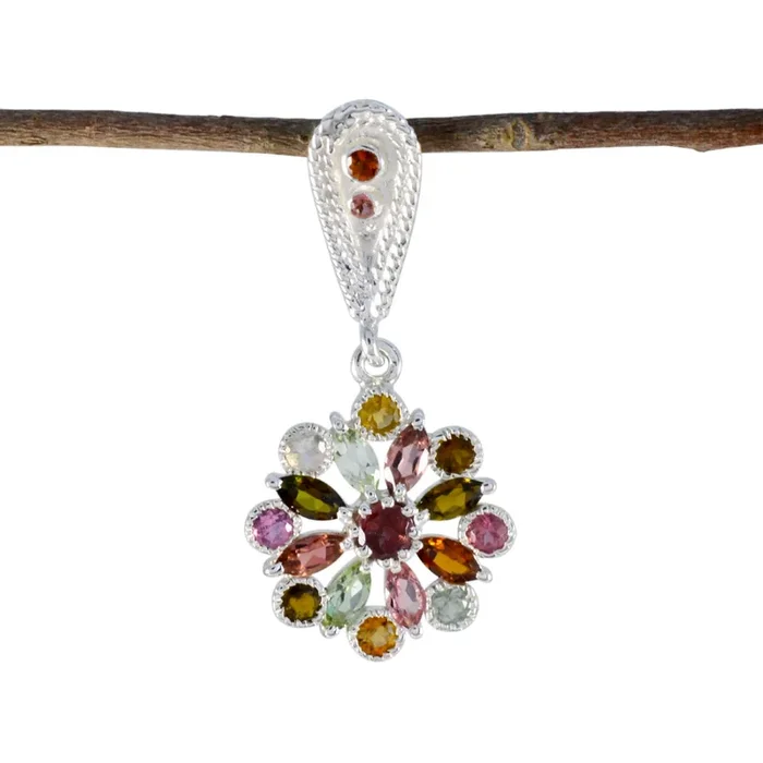 Tourmaline Tiny Moroccan Silver multiple Tereza Luxurious multicolor Pendant Jewelry