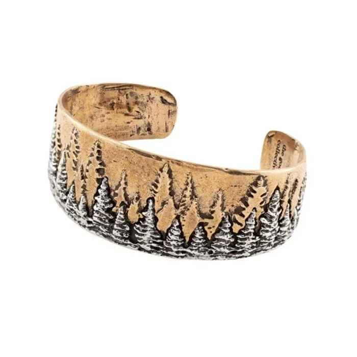Treeline Cuff in Bronze with Silver – Narrow