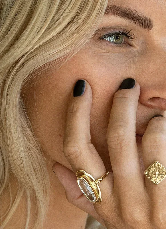 Trixie bergkristal ring 14k goud