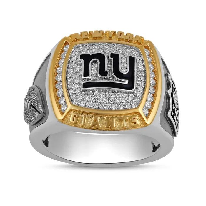 True Fans Fine Jewelry New York Giants 1/2 CTW Natural Diamond Ring in Sterling Silver