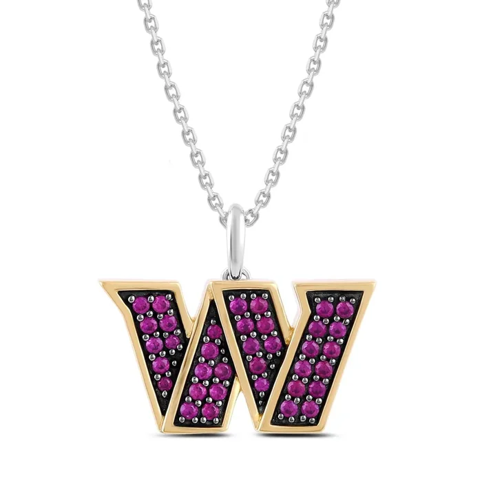 True Fans Fine Jewelry Washington Commanders 18-inch Pendant in Sterling Silver