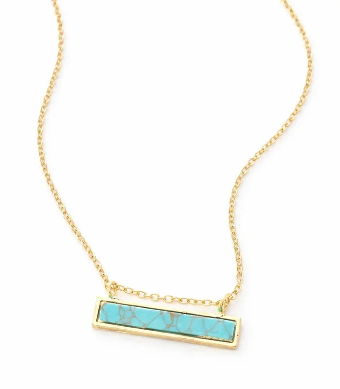 Turquoise and Gold Bar Necklace