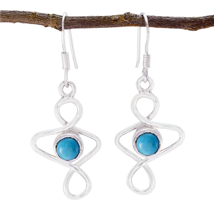 Turquoise Italian Ellie Solitaire Dangle Blue Sterling Silver Earring