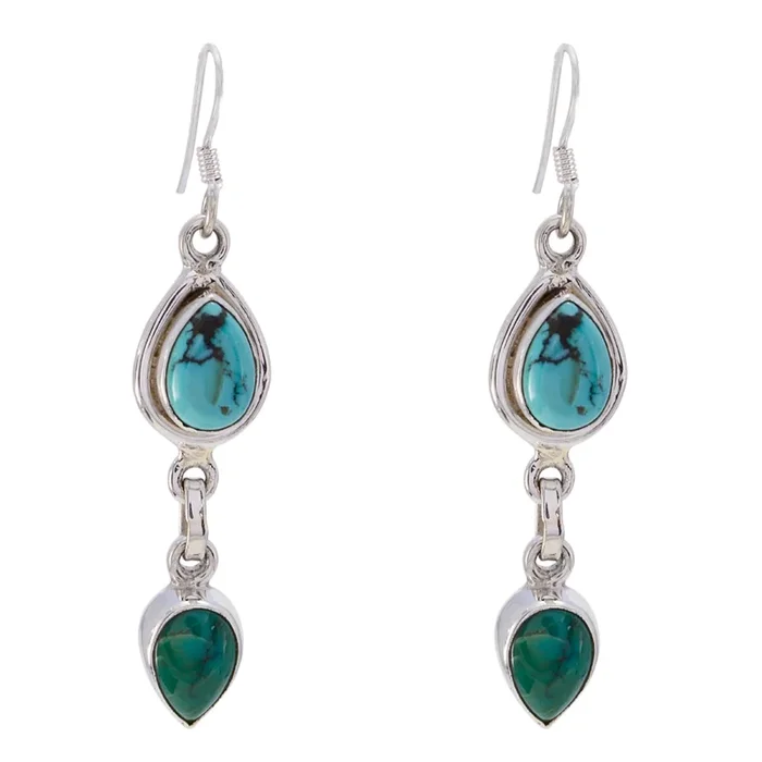 Turquoise Latin American Bianca multiple Dangle Blue Silver Earring