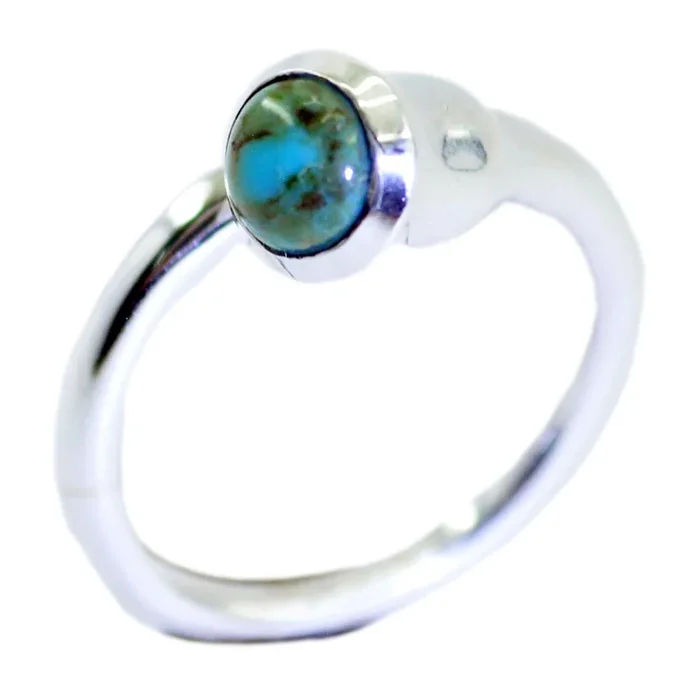 Turquoise Solitaire Egyptian Sterling Silver Blue Gemstone Eye-catching Trendy Ring Jewellery