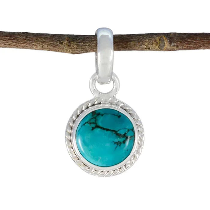 Turquoise Whisper-thin American 92.5 Silver Solitaire Rosa Rope-Wire Blue Pendant Jewellery