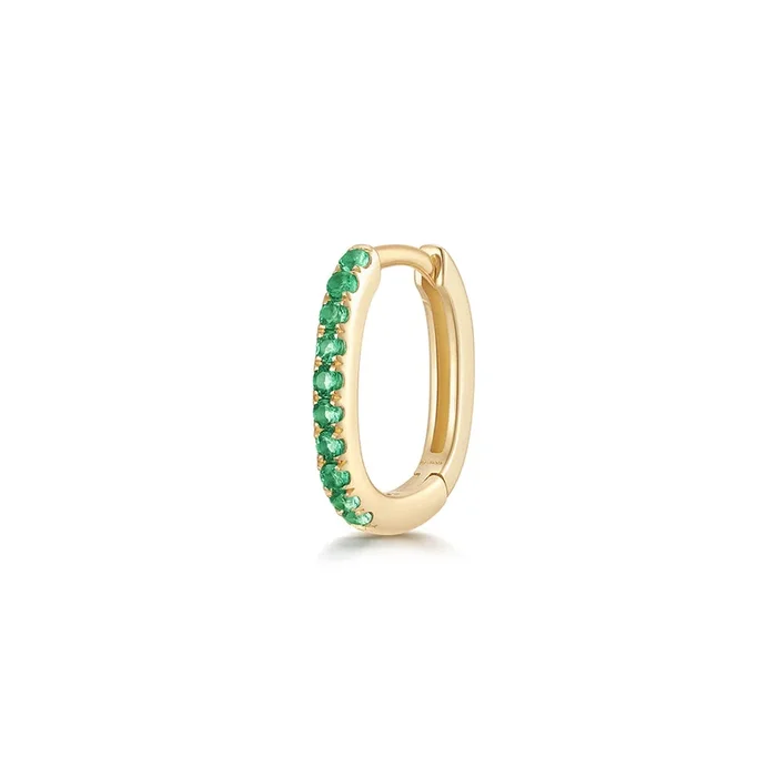 TWIGGY | Single Lab Grown Emerald Paperclip Huggie