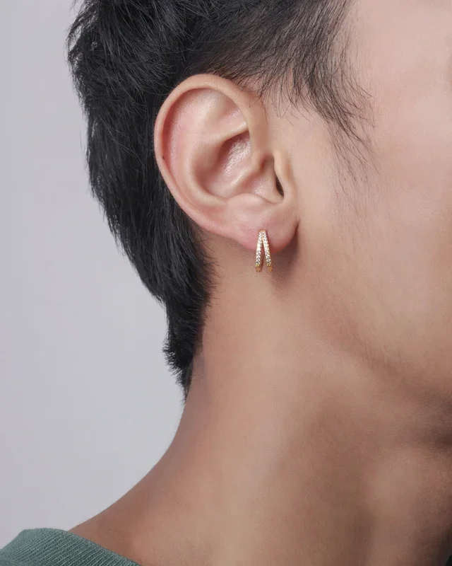 Twin Line Layered ( 10MM ) Hoop Earrings For Men’s