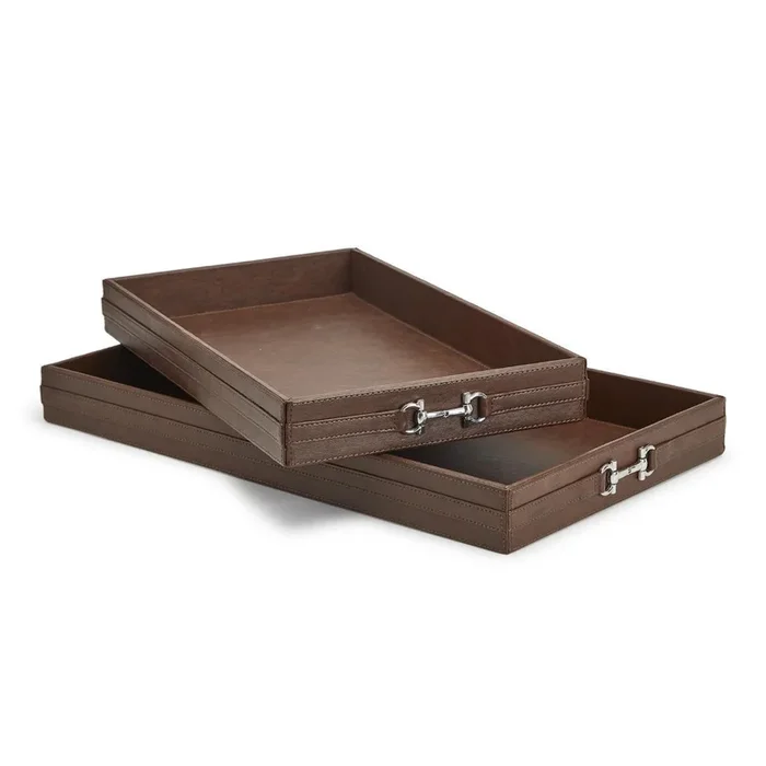 Two’s Company Horse Country Decorative Tray with Polished Horse Bit Accent