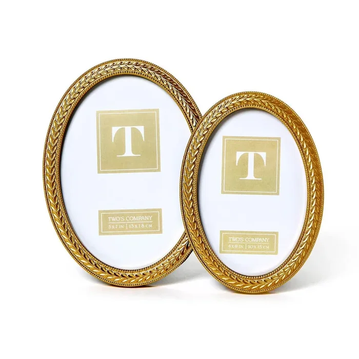 Two’s Company Laurel Wreath Gold Oval Frame