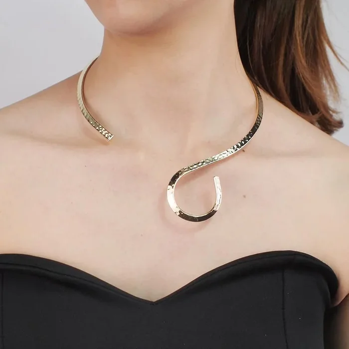 UKMOC Punk Metal Torques Chokers Necklaces For Women Fashion Jewelry Neck Collar Statement Necklaces Gold & Silver Color
