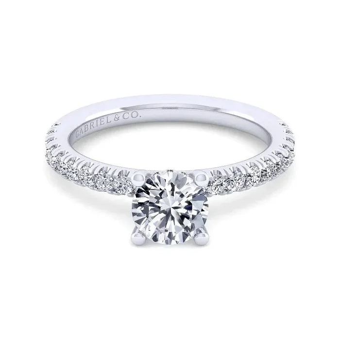Ulani – 14K White Gold Round Diamond Engagement Ring (Setting Only)