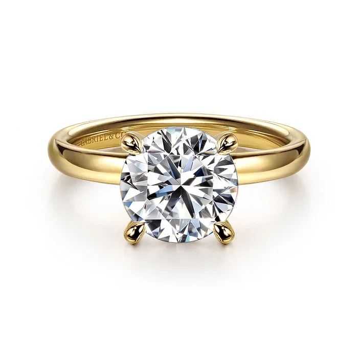 Unite – 14K Yellow Gold Round Solitaire Diamond Engagement Ring (Setting Only)