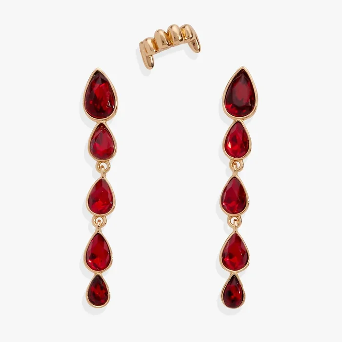 Vampire & Fangs Cuff Earring Set