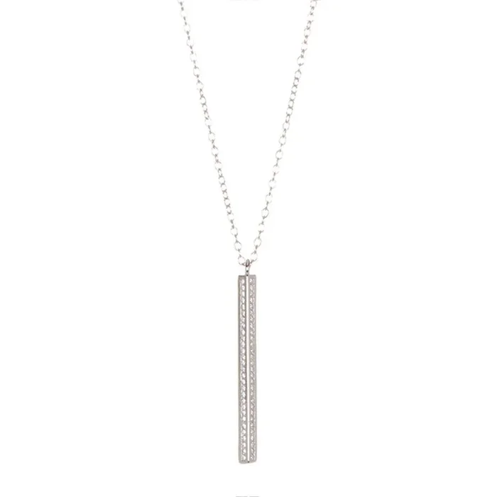 Vertical Crystal Bar Necklace silver gold