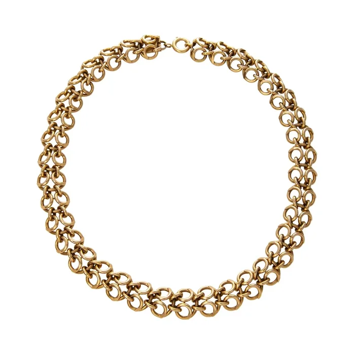 Vintage 18K Yellow Gold Looped Circle Link Necklace
