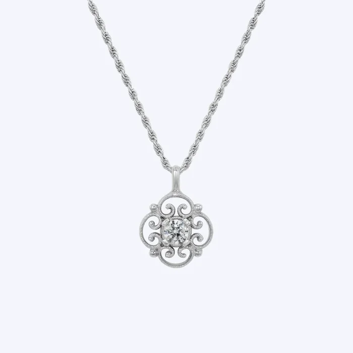 Vintage Diamond Filigree Pendant Necklace