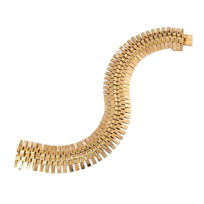 Vintage French 18K Yellow Gold Retro Link Bracelet