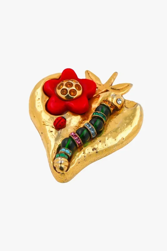 Vintage Kallinger Half-Heart Half-Strawberry Brooch