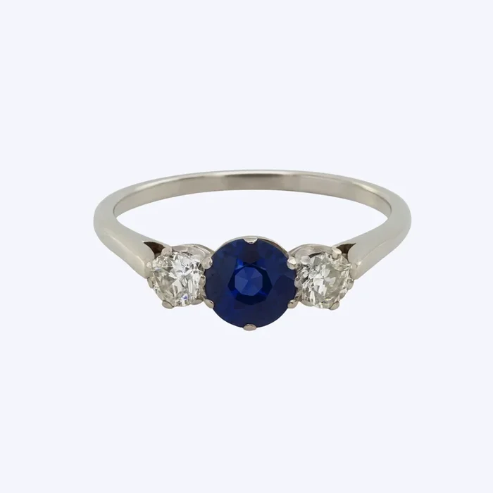 Vintage Three-Stone Sapphire Engagement Ring