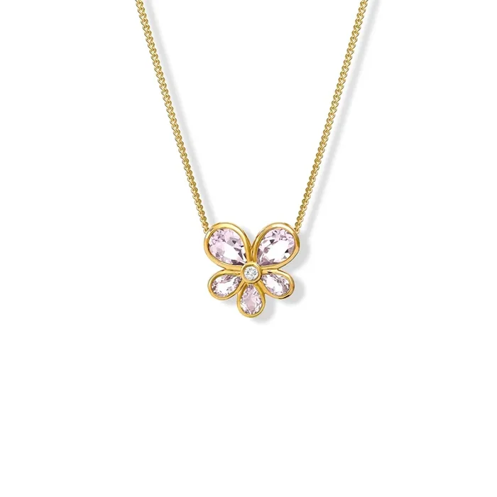 Viola Small Necklace Pendant Yellow Gold – Amethyst & Diamond