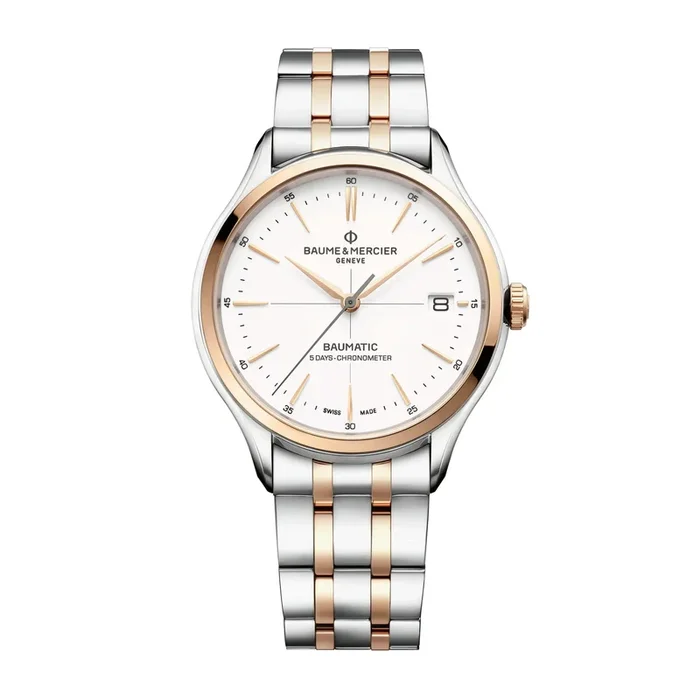 Watch Baume et Mercier Clifton Baumatic COSC white bicolor bracelet 40mm