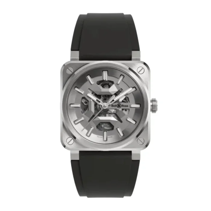 Watch Bell and Ross BR 03 Skeleton Grey Steel automatic, rubber strap 41 mm – Lepage