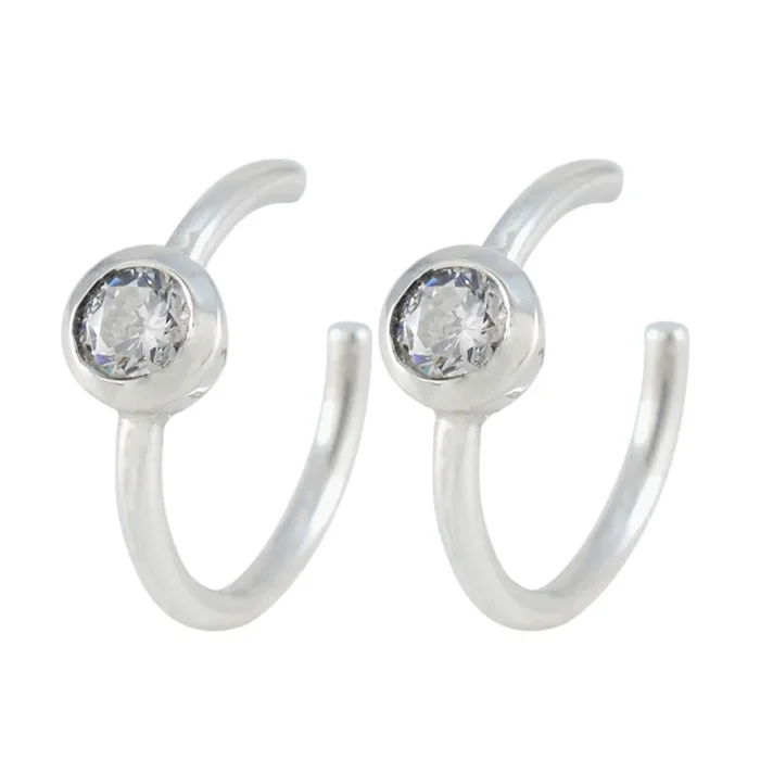 White CZ German Nova Solitaire Dangle White 925 Silver Earring