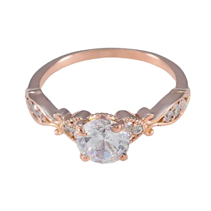 White CZ Halo American Sterling Silver White Gems Delicate Feminine Ring Jewellery