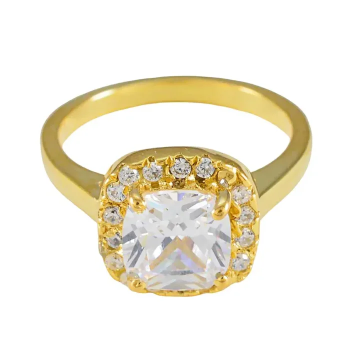 White CZ Halo Indian Sterling Silver White Gemstones Delicate Trendy Ring Jewelry