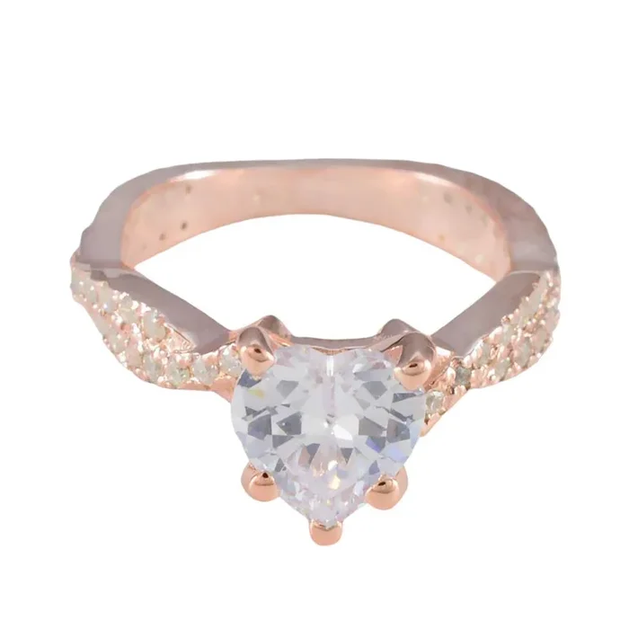 White CZ Halo Latin American 925 Sterling Silver White Gemstones Slim Heart Ring Jewellery