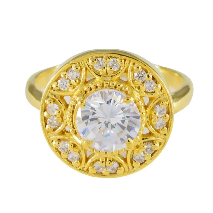White CZ Halo Latin American Silver White Gemstones Whisper-thin wedding Ring Jewellery