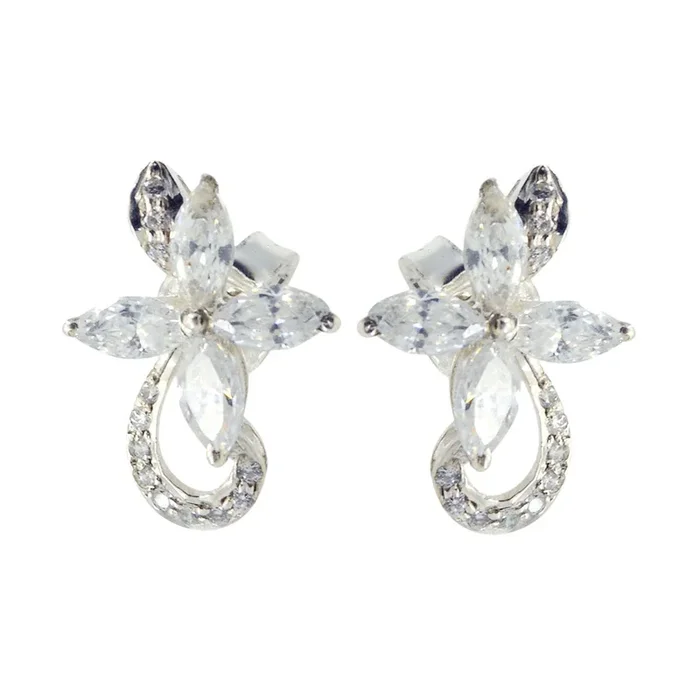 White CZ Japanese Layla multiple Stud White Silver Earring
