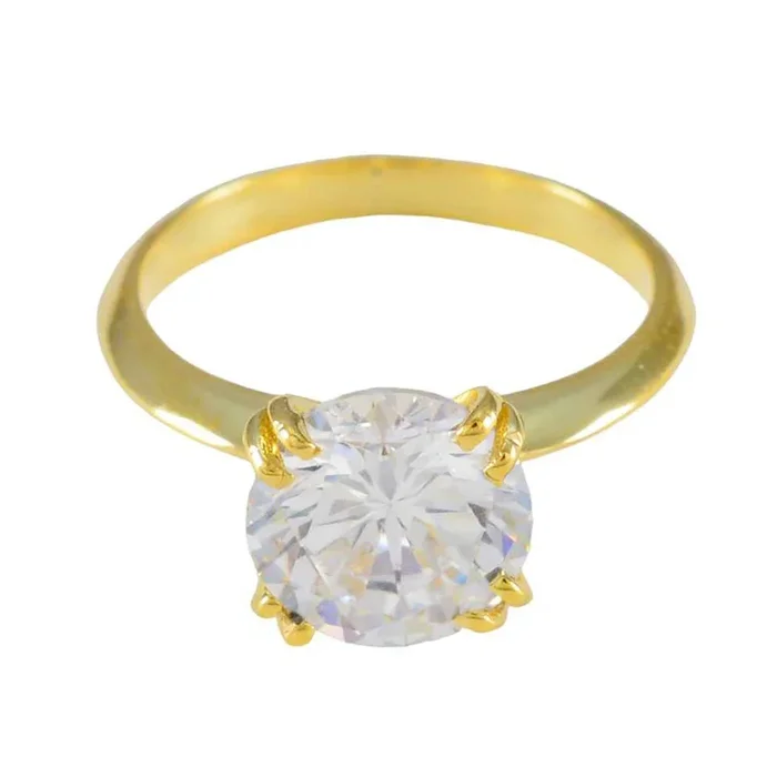 White CZ Solitaire Indian Silver White Gemstones Delicate Romantic Ring Jewellery