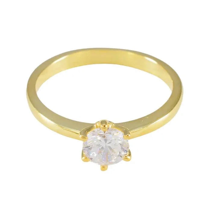 White CZ Solitaire Korean 92.5 Silver White Gems Delicate Trendy Ring Jewellery