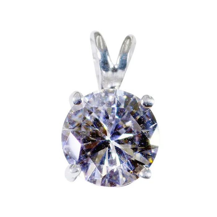 White CZ Whisper-thin French Silver Solitaire Bianca Armor White Pendant Jewelry