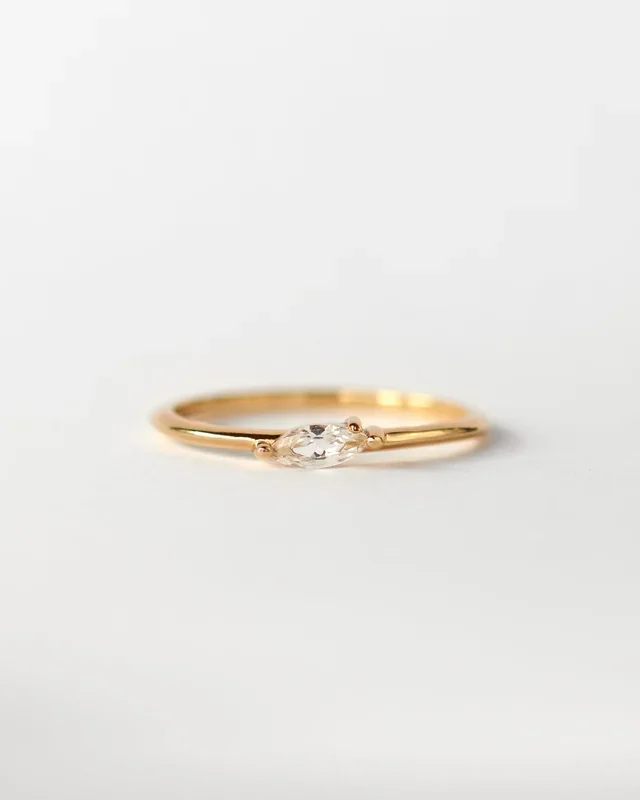 White Sapphire Leaflet Ring