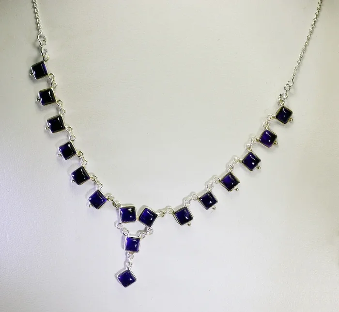 wholesales 925 Solid Sterling Silver exquisite Natural Purple Necklace gift UK